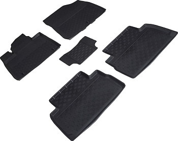 Коврики в салон для Hyundai Santa Fe IV (Рестайлинг) (5 мест) "Высокий борт" резина, черный