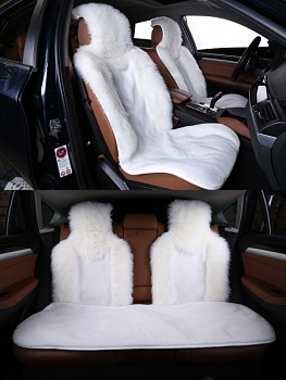Накидки на весь салон "Premium" искусственный мех, белый, igd025-k