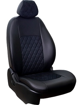 Чехлы на сиденья Renault Duster II (2020-2022) "Турин Ромб" экокожа/алькантара, черный