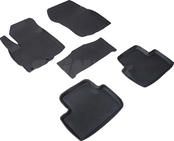 Коврики в салон для Peugeot 4008 "Высокий борт" резина, черный