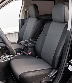 Авточехлы на Mitsubishi Outlander III (Рестайлинг 3) "Почин" экокожа, черно-серый