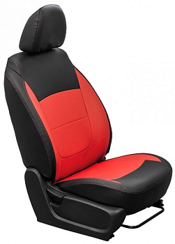 Авточехлы на LADA Vesta (SW / Cross) "Почин" экокожа, черно-красный