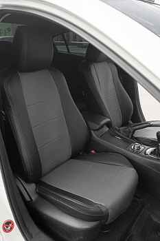 Авточехлы на Mazda 6 III (GJ) (Седан) "Почин" экокожа, черно-серый