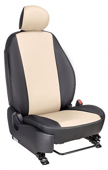 Авточехлы на Mitsubishi Pajero Sport I "Лима" экокожа, черно-бежевый