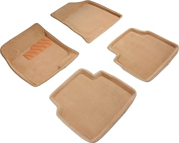 Коврики в салон для Hyundai Sonata V (NF) "3D" ворс, бежевый