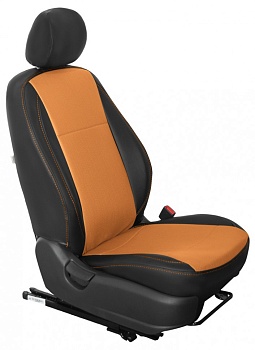 Авточехлы на Hyundai Solaris II / KIA Rio X-Line "Почин" экокожа, черно-оранжевый