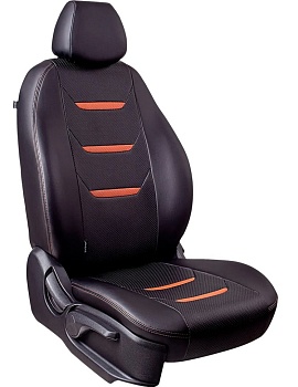 Чехлы на сиденья Hyundai Solaris II "Турин 2" экокожа, черно-коричневый