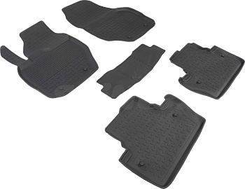 Коврики в салон для Volvo S60 II "Высокий борт" резина, черный