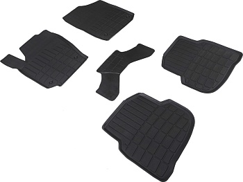 Коврики в салон для Volkswagen Polo V (Рестайлинг) (Glonass) (Седан) "Стандарт" резина, черный