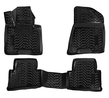 Коврики в салон для Hyundai Tucson III (3D с подпятником) "Высокий борт" полимер, черный