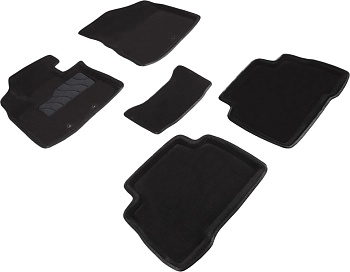Коврики в салон для KIA Sorento II (Рестайлинг) "3D" ворс, черный
