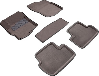 Коврики в салон для Mitsubishi Lancer X "3D" ворс, серый