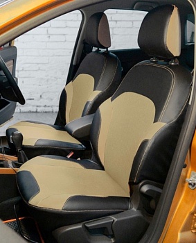 Авточехлы на LADA XRAY Cross "Почин" экокожа, черно-бежевый