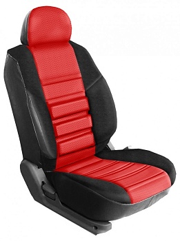 Авточехлы на Нива 21214 М "Трио" экокожа, черно-красный