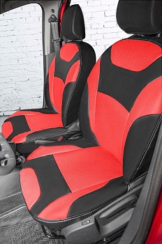 Авточехлы на LADA XRAY "Почин" экокожа, черно-красный