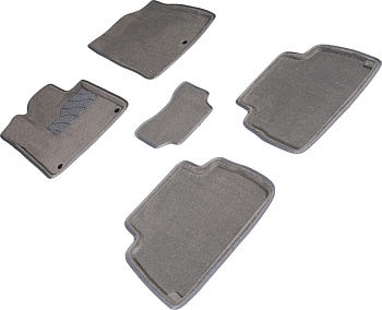 Коврики в салон для Hyundai Santa Fe IV (Рестайлинг) (5 мест) "3D" ворс, серый
