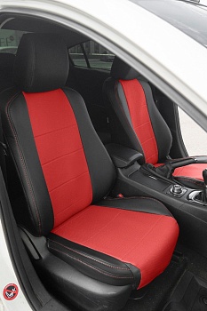 Авточехлы на Mazda 6 III (GJ) (Седан) "Почин" экокожа, черно-красная