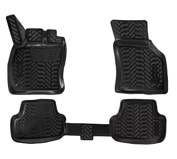 Коврики в салон для Volkswagen Golf VII (3D с подпятником) "Высокий борт" полимер, черный