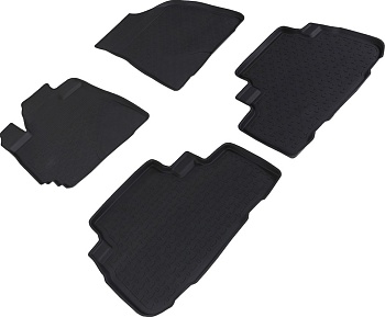 Коврики в салон для Toyota Highlander II (U40) "Высокий борт" резина, черный