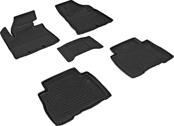 Коврики в салон для KIA Sorento II (Рестайлинг) "Высокий борт" резина, черный