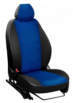 Авточехлы на Renault Sceniс II "Лима" жаккард/кожзам, синий ромб
