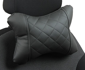 Подушка под шею "Автопилот" ромб, экокожа, темно-серый