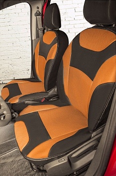 Авточехлы на LADA XRAY "Почин" экокожа, черно-оранжевый