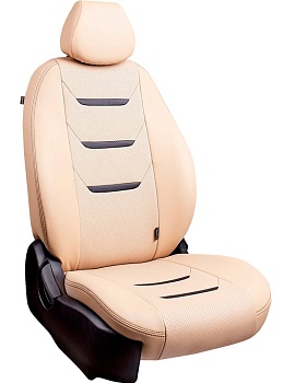 Чехлы на сиденья Hyundai Solaris II "Турин 2" экокожа, бежево-черный