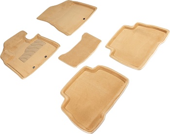 Коврики в салон для KIA Sorento II (Рестайлинг) "3D" ворс, бежевый