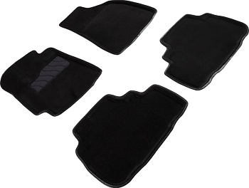 Коврики в салон для Toyota Highlander II (U40) "3D" ворс, черный