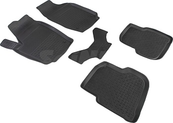 Коврики в салон для Volkswagen Polo V (Седан) "Высокий борт" резина, черный