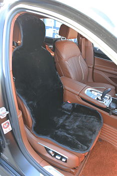 Накидка на сиденье из овчины "Короткий ворс" черный (1 штука) (CRP001)