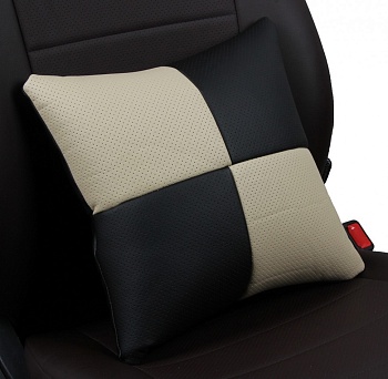 Подушка в салон "Автопилот" экокожа, черно-бежевый