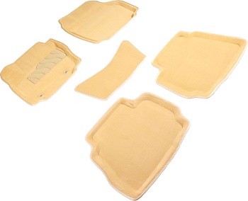 Коврики в салон для Ford Mondeo IV (Овальный крепеж) "3D" ворс, бежевый