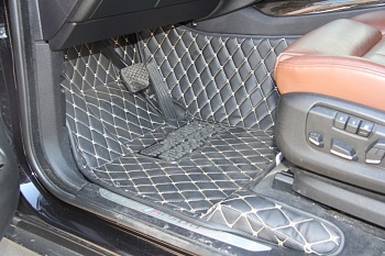 Коврики в салон для Hyundai Santa Fe III "Ромб" экокожа, черный