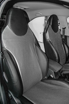 Авточехлы на Skoda Octavia 7 А "Почин" экокожа, черно-серый