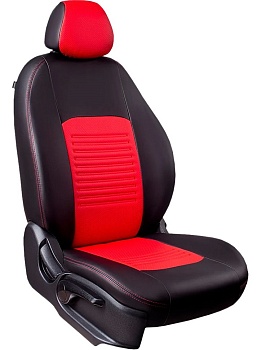 Чехлы на сиденья Hyundai Solaris II "Турин Классик" экокожа, черно-красный