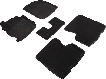 Коврики в салон для Renault Kaptur I (4WD) "3D" ворс, черный