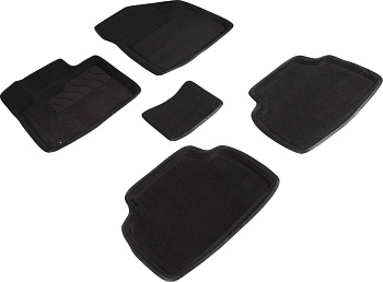 Коврики в салон для Hyundai Santa Fe IV (5 мест) "3D" ворс, черный