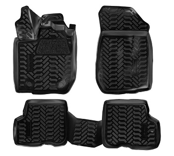 Коврики в салон для Renault Logan II (3D с подпятником) "Высокий борт" полимер, черный