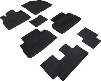 Коврики в салон для Hyundai Palisade I "Высокий борт" резина, черный