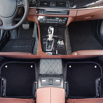 Коврики в салон для Audi Q5 I (8R) "Mix" экокожа/ворс, черный