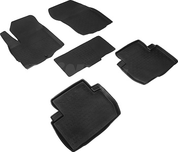Коврики в салон для Peugeot 4007 "Высокий борт" резина, черный