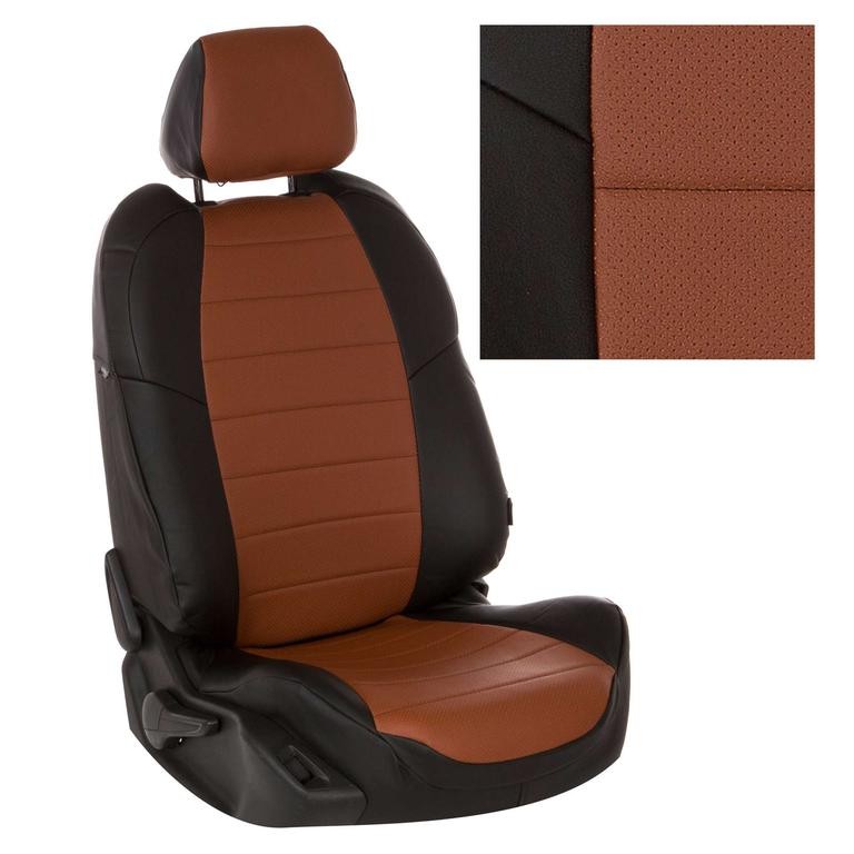 Авточехлы на Honda Civic VIII (Седан) "Классика" экокожа, черно-коричневый