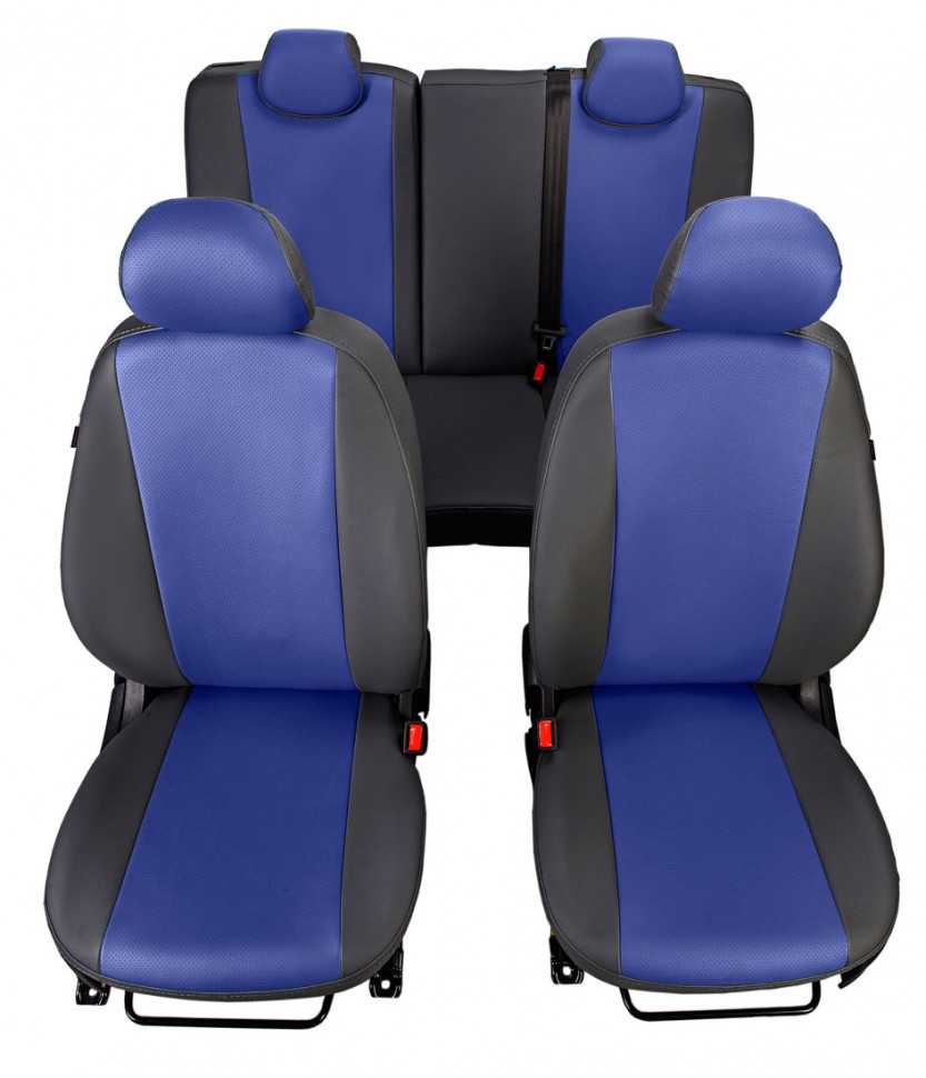 Авточехлы на Citroen C4 II (Седан) "Лима" экокожа, черно-синий