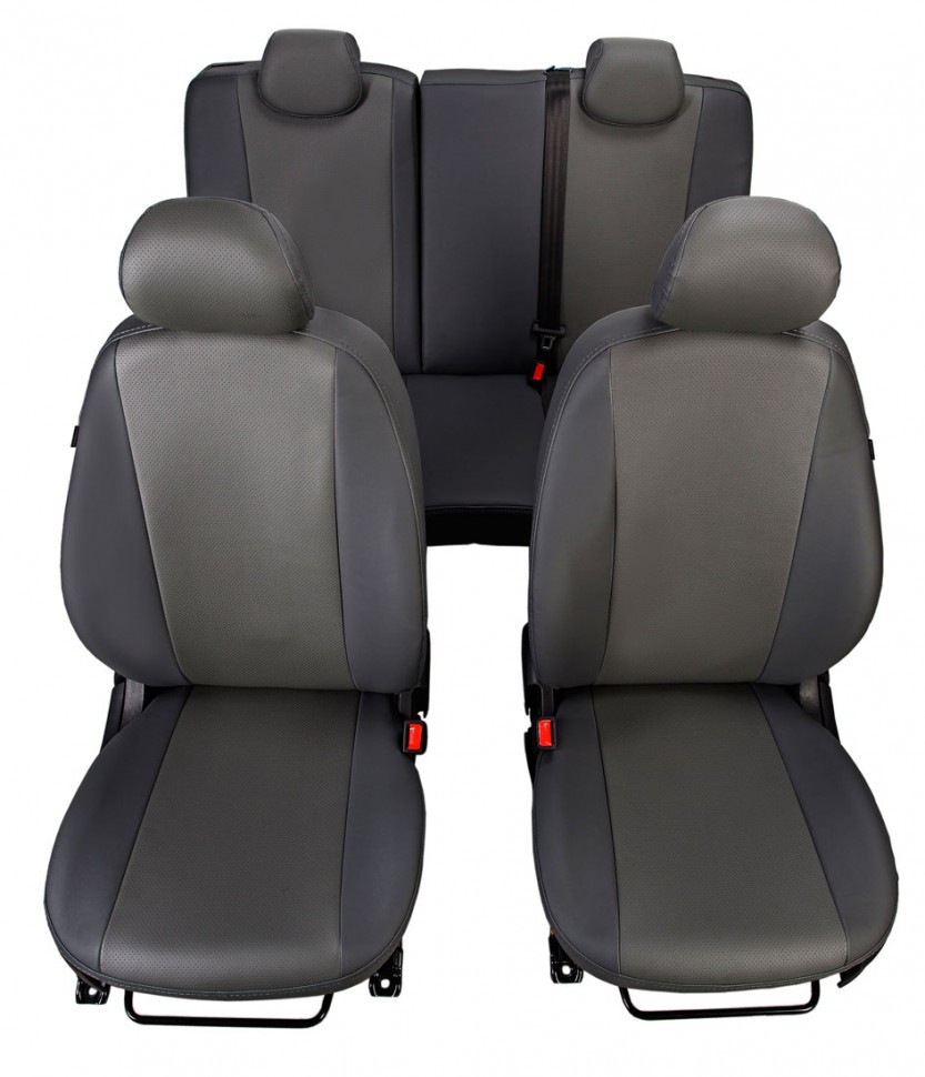 Авточехлы на Honda Civic VIII (Седан) "Лима" экокожа, черно-серый
