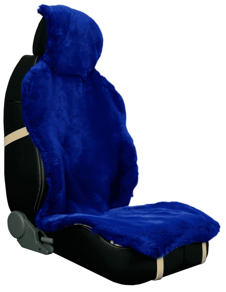 Накидка на сиденье "Короткий ворс premium" искуственный мех, синий (1 штука)