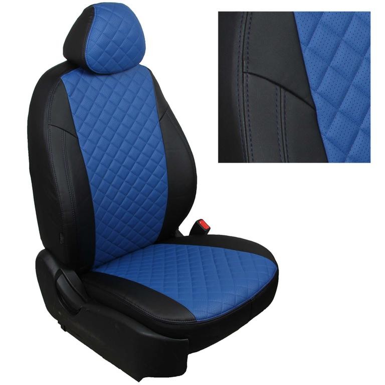 Авточехлы на Honda Civic IX (Седан) "Ромб" экокожа, черно-синий