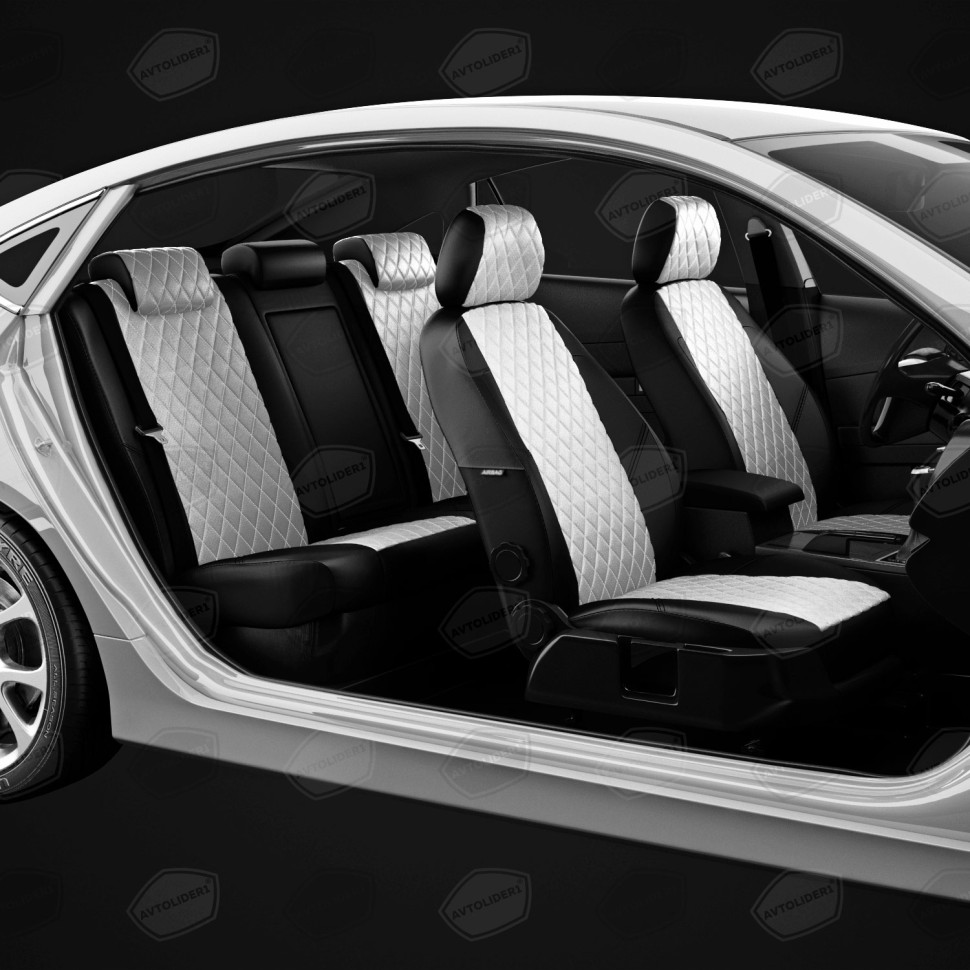 Чехлы в салон Renault Duster II (2020-2022) "Ромб" автолидер, экокожа, черно-белый
