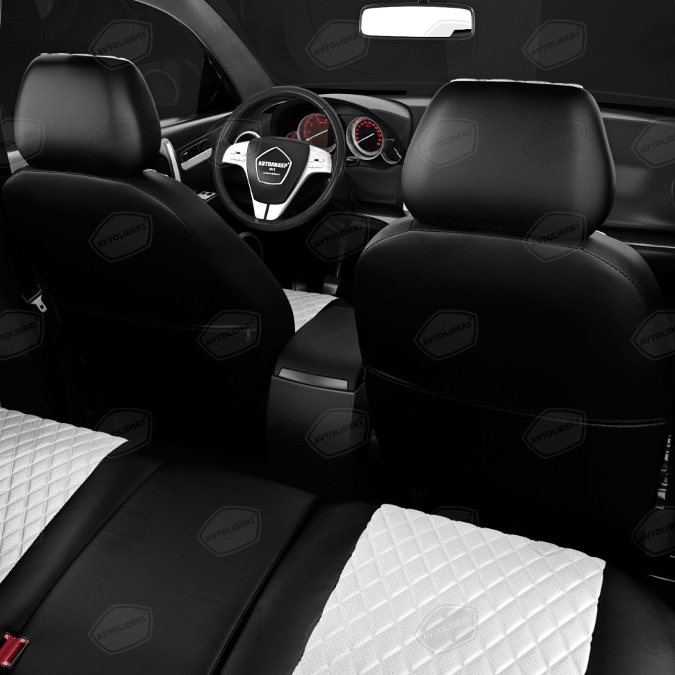 Чехлы в салон Renault Duster II (2020-2022) "Ромб" автолидер, экокожа, черно-белый